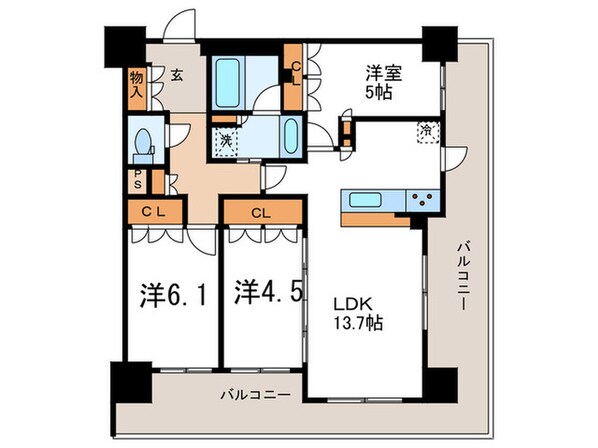 ﾌﾞﾗﾝｽﾞﾀﾜｰ御堂筋本町(1101)の物件間取画像